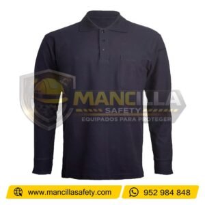 Polo con Cuello Camisero Manga Larga Azul Marino