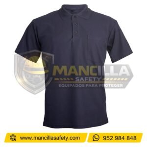 Polo con Cuello Camisero Manga Corta Azul Marino