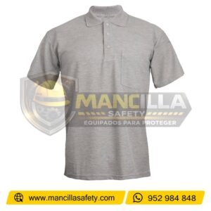 Polo con Cuello Camisero Manga Corta Plomo